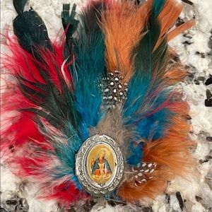 Madonna and child handmade hair clip.